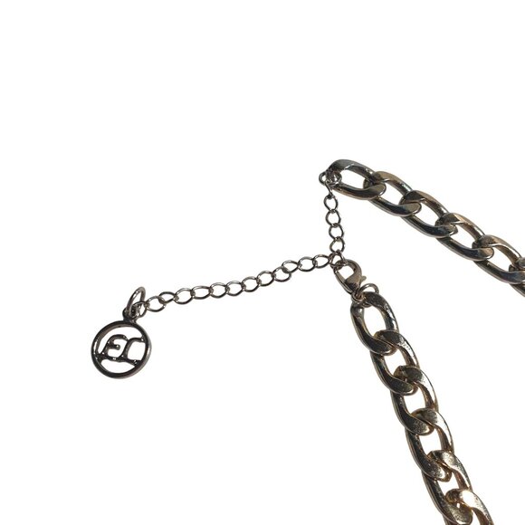 Erica Lyons Necklace Blue Beads Textured Discs Key Charm Chain Adjustable Gift - Picture 4 of 6